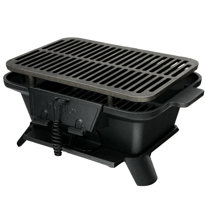 Gymax Heavy Duty Cast Iron Charcoal Grill Tabletop Bbq Grill Stove For